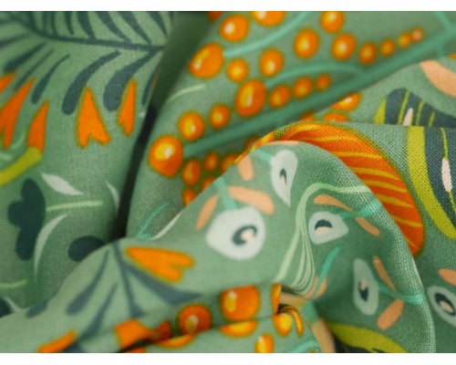 Printed Cotton Poplin Fabric - Butterfly Paradise Green